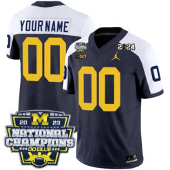 Custom Michigan Wolverines Football 2023 CFP National Championship Navy Alternate Stitched Jersey