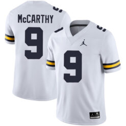 J.J. McCarthy Michigan Wolverines Football White Away Stitched Jersey