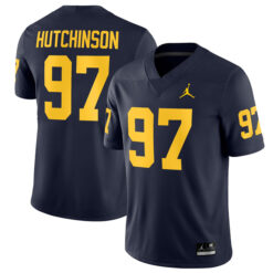 Aidan Hutchinson Michigan Wolverines Football Navy Home Stitched Jersey