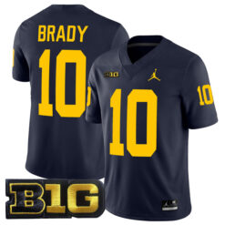 Tom Brady Michigan Wolverines Football Navy Home Stitched Jersey w/ B1G Patch