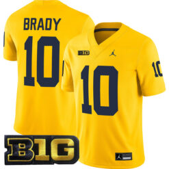 Tom Brady Michigan Wolverines Football All Maize Stitched Jersey w/ B1G Patch