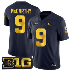 J.J. McCarthy Michigan Wolverines Football Navy Home Stitched Jersey w/ B1G Patch