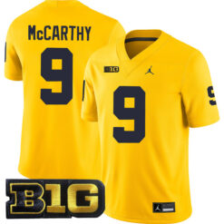 J.J. McCarthy Michigan Wolverines Football All Maize Stitched Jersey w/ B1G Patch
