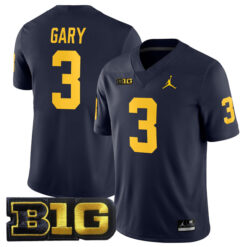 Rashan Gary Michigan Wolverines Football Navy Home Stitched Jersey w/ B1G Patch