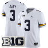 Rashan Gary Michigan Wolverines Football White Away Stitched Jersey w/ B1G Patch