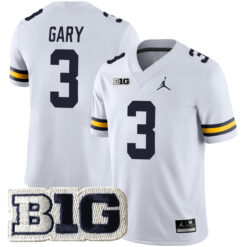Rashan Gary Michigan Wolverines Football White Away Stitched Jersey w/ B1G Patch