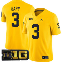 Rashan Gary Michigan Wolverines Football All Maize Stitched Jersey w/ B1G Patch