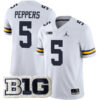 Jabrill Peppers Michigan Wolverines Football White Away Stitched Jersey w/ B1G Patch