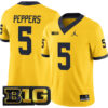 Jabrill Peppers Michigan Wolverines Football Maize Alternate Stitched Jersey w/ B1G Patch