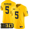 Jabrill Peppers Michigan Wolverines Football All Maize Stitched Jersey w/ B1G Patch