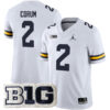 Blake Corum Michigan Wolverines Football White Away Stitched Jersey w/ B1G Patch