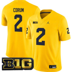 Blake Corum Michigan Wolverines Football All Maize Stitched Jersey w/ B1G Patch