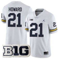Desmond Howard Michigan Wolverines Football White Away Stitched Jersey w/ B1G Patch