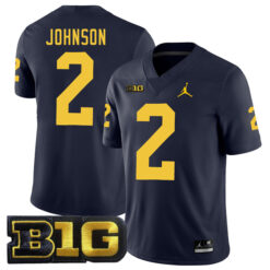 Will Johnson Michigan Wolverines Football Navy Home Stitched Jersey w/ B1G Patch