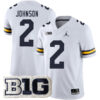 Will Johnson Michigan Wolverines Football White Away Stitched Jersey w/ B1G Patch