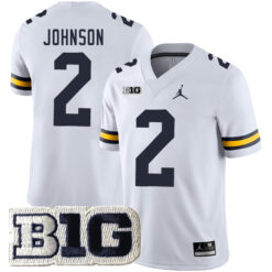 Will Johnson Michigan Wolverines Football White Away Stitched Jersey w/ B1G Patch