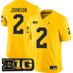 Will Johnson Michigan Wolverines Football All Maize Stitched Jersey w/ B1G Patch