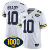 Tom Brady Michigan Wolverines Football White Away Stitched Jersey w/ 1000 Win Patch