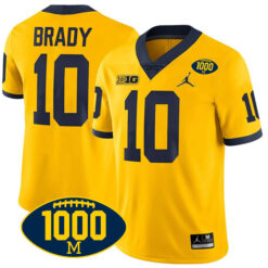 Tom Brady Michigan Wolverines Football Maize Alternate Stitched Jersey w/ 1000 Win Patch
