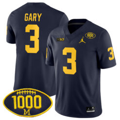Rashan Gary Michigan Wolverines Football Navy Home Stitched Jersey w/ 1000 Win Patch