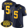 Jabrill Peppers Michigan Wolverines Football Navy Home Stitched Jersey w/ 1000 Win Patch