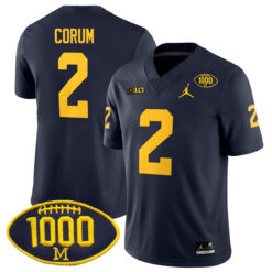 Blake Corum Michigan Wolverines Football Navy Home Stitched Jersey w/ 1000 Win Patch