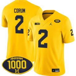 Blake Corum Michigan Wolverines Football All Maize Stitched Jersey w/ 1000 Win Patch