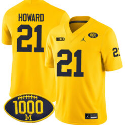 Desmond Howard Michigan Wolverines Football All Maize Stitched Jersey w/ 1000 Win Patch
