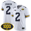 Will Johnson Michigan Wolverines Football White Away Stitched Jersey w/ 1000 Win Patch