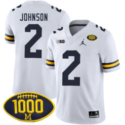 Will Johnson Michigan Wolverines Football White Away Stitched Jersey w/ 1000 Win Patch