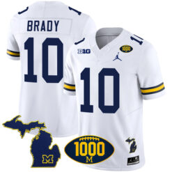 Tom Brady Michigan Wolverines Football White Vapor F.U.S.E Limited Stitched Jersey w/ 1000 Win Patch