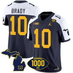 Tom Brady Michigan Wolverines Football Alternate Navy Vapor F.U.S.E Limited Stitched Jersey w/ 1000 Win Patch