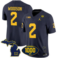 Charles Woodson Michigan Wolverines Football Navy Vapor F.U.S.E Limited Stitched Jersey w/ 1000 Win Patch