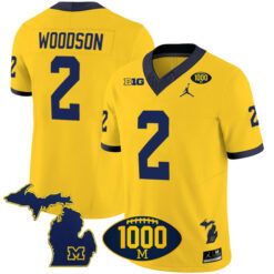 Charles Woodson Michigan Wolverines Football Maize Vapor F.U.S.E Limited Stitched Jersey w/ 1000 Win Patch