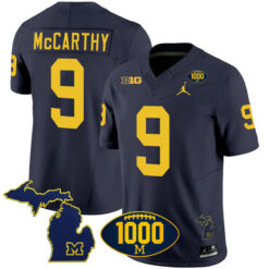 J.J. McCarthy Michigan Wolverines Football Navy Vapor F.U.S.E Limited Stitched Jersey w/ 1000 Win Patch