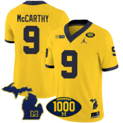 J.J. McCarthy Michigan Wolverines Football Maize Vapor F.U.S.E Limited Stitched Jersey w/ 1000 Win Patch