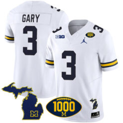 Rashan Gary Michigan Wolverines Football White Vapor F.U.S.E Limited Stitched Jersey w/ 1000 Win Patch