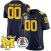 Custom Michigan Wolverines Football 2024 Rose Bowl Navy Stitched Jersey