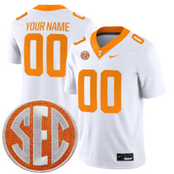 Custom Tennessee Volunteers Football White Game Stitched Jersey w/ SEC Patch