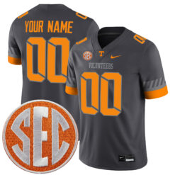 Custom Tennessee Volunteers Football Anthracite Alternate Game Stitched Jersey w/ SEC Patch