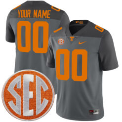 Custom Tennessee Volunteers Football Smokey Grey Alternate Game Stitched Jersey w/ SEC Patch