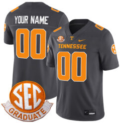 Custom Tennessee Volunteers Football Smokey Grey Tennessee State Stitched Jersey w/ SEC Graduation Patch