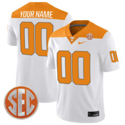 Custom Tennessee Volunteers Football Orange White Throwback Stitched Jersey w/ SEC Patch