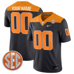 Custom Tennessee Volunteers Football Orange Black Throwback Stitched Jersey w/ SEC Patch