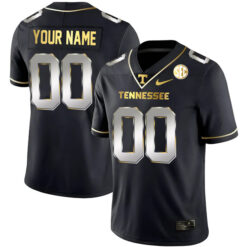 Custom Tennessee Volunteers Football Black Gold Stitched Jersey