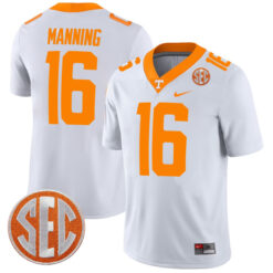 Peyton Manning Tennessee Volunteers Football White Away Game Stitched Jersey w/ SEC Patch