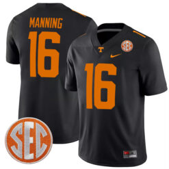Peyton Manning Tennessee Volunteers Football Black Alternate Game Stitched Jersey w/ SEC Patch