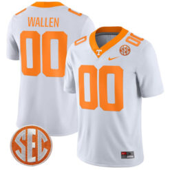 Morgan Wallen Tennessee Volunteers Football White Away Game Stitched Jersey w/ SEC Patch