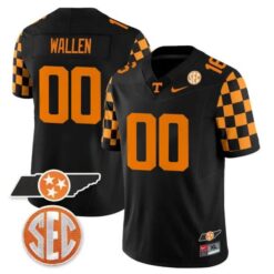 Morgan Wallen Tennessee Volunteers Football Checkerboard Black Stitched Jersey w/ SEC Patch