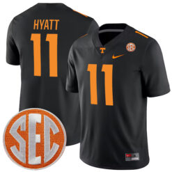 Jalin Hyatt Tennessee Volunteers Football Black Alternate Game Stitched Jersey w/ SEC Patch